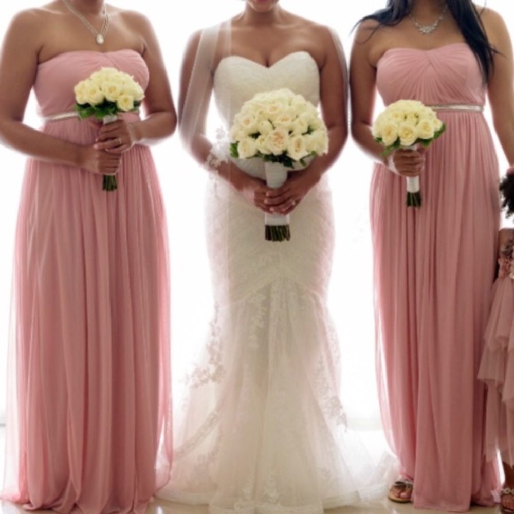 David bridal ballet pink strapless dress